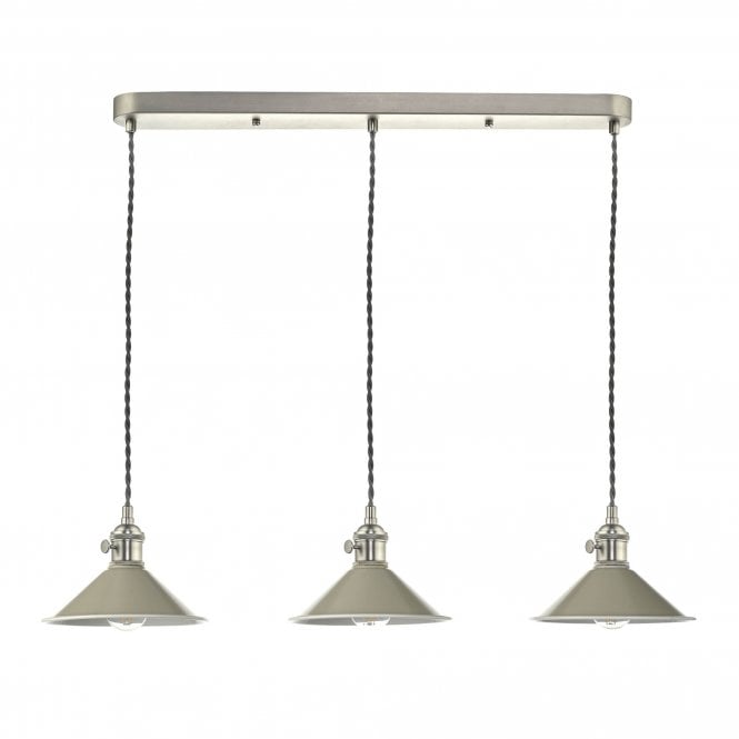 HADANO 3 Light Antique Chrome Suspension With Cashmere Shades