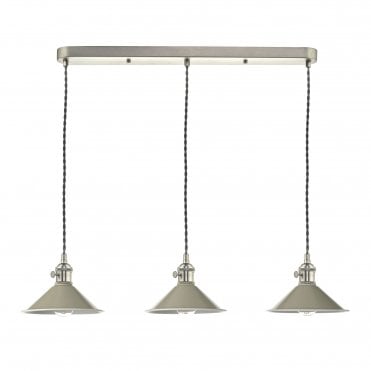 3 Light Antique Chrome Suspension With Cashmere Shades