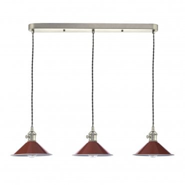 3 Light Antique Chrome Suspension With Umber Shades