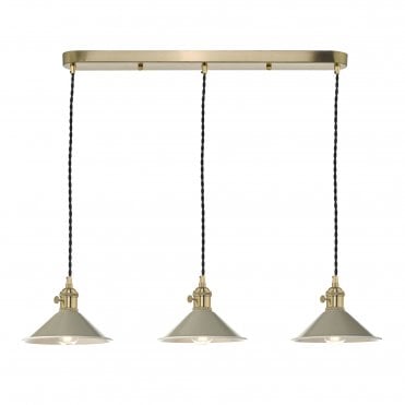 3 Light Brass Suspension With Cashmere Shades