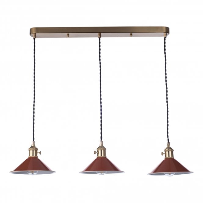 HADANO 3 Light Brass Suspension With Umber Shades