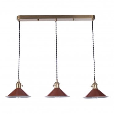 3 Light Brass Suspension With Umber Shades