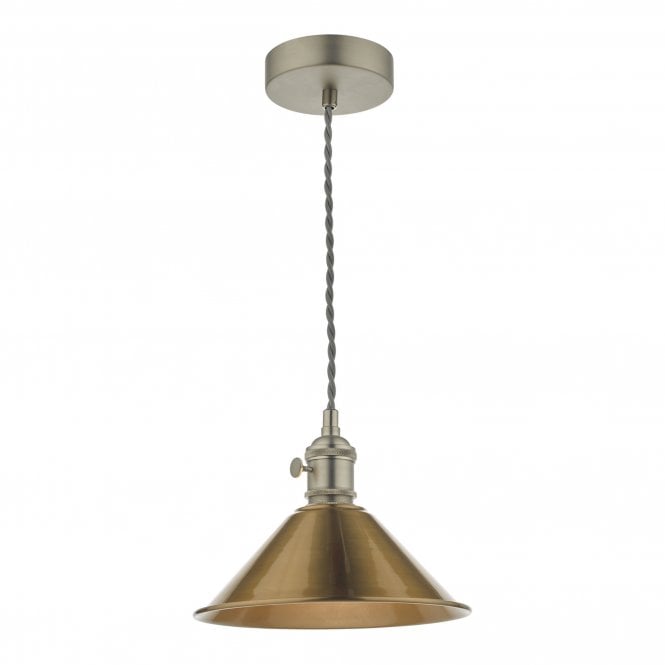 HADANO Ceiling Pendant Antique Chrome With Aged Brass Shade