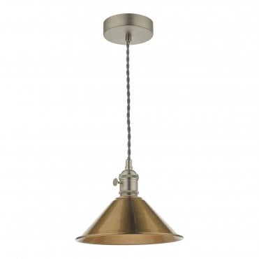 Ceiling Pendant Antique Chrome With Aged Brass Shade