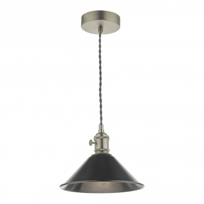 HADANO Ceiling Pendant Antique Chrome With Antique Pewter Shade