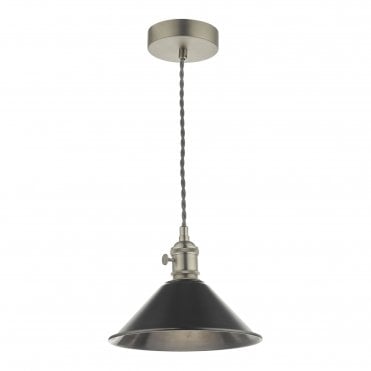 HADANO Ceiling Pendant Antique Chrome With Antique Pewter Shade