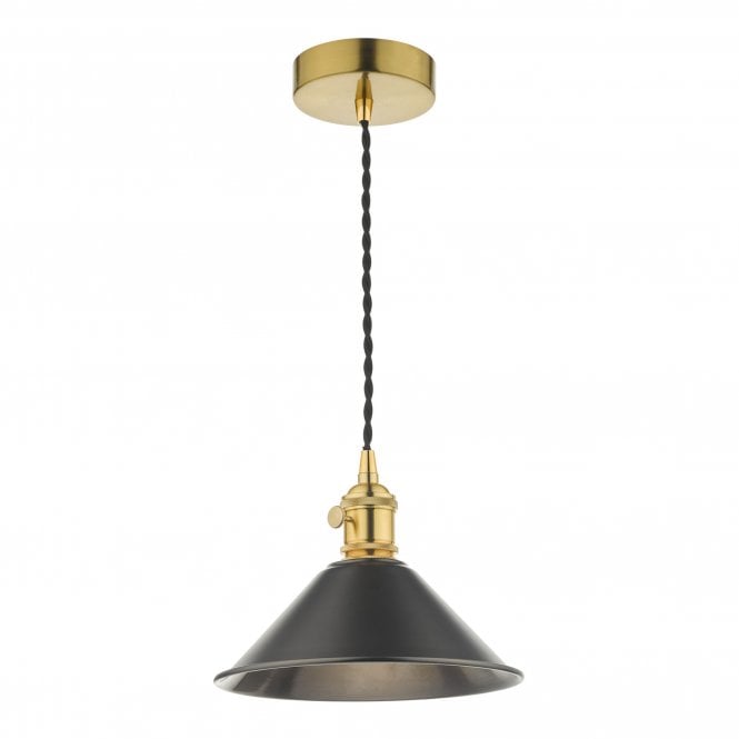 HADANO Ceiling Pendant Natural Brass With Antique Pewter Shade