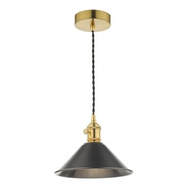 HADANO Ceiling Pendant Natural Brass With Antique Pewter Shade