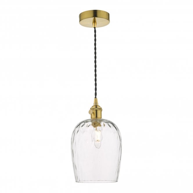 HADANO Ceiling Pendant Natural Brass With Dimpled Glass Shade