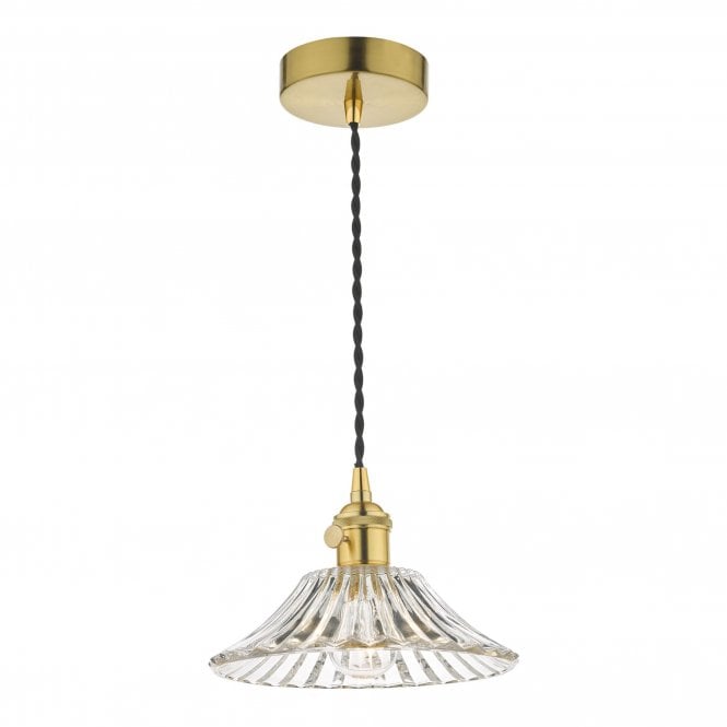 HADANO Ceiling Pendant Natural Brass With Flared Glass Shade