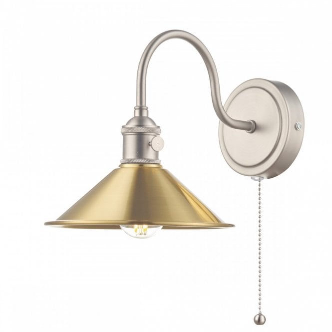 HADANO Wall Light Antique Chrome With Aged Brass Shade
