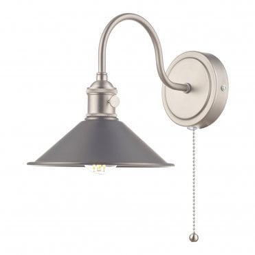HADANO Wall Light Antique Chrome with Antique Pewter Coolie Style Shade