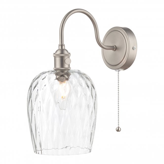 HADANO Wall Light Antique Chrome With Dimpled Glass Shade
