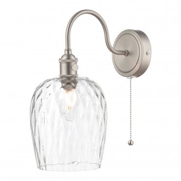 Wall Light Antique Chrome With Dimpled Glass Shade