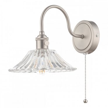 HADANO Wall Light Antique Chrome With Flared Glass shade
