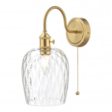 Wall Light Brass With Dimpled Shade