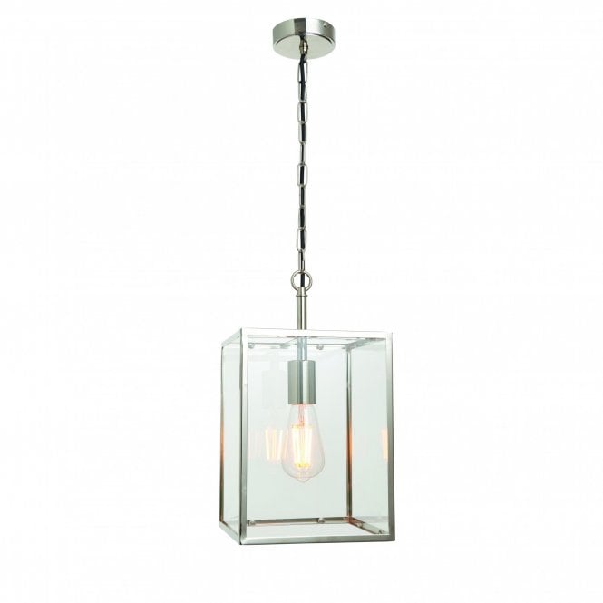 HADDEN Ceiling Pendant Bright Nickel Finish & Clear Glass