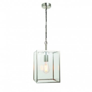HADDEN Ceiling Pendant Bright Nickel Finish & Clear Glass