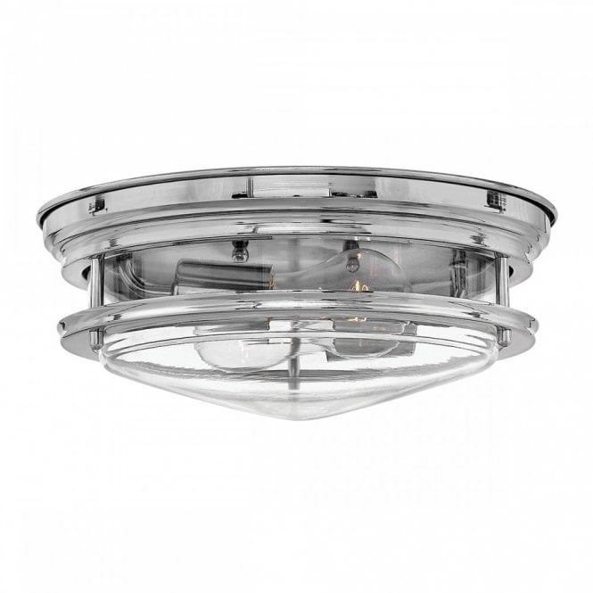 HADRIAN 2 Light Flush Mount Clear Glass Chrome For Bathrooms IP44 Rated