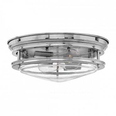 HADRIAN 2 Light Flush Mount Clear Glass Chrome For Bathrooms IP44 Rated