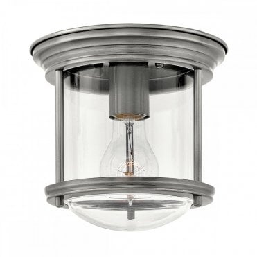 flush ceiling light with clear glass and antique nickel frame