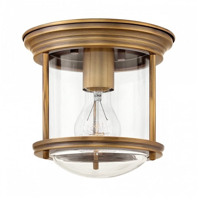 HADRIAN Flush Mount Clear Glass Brushed Bronze For Bathrooms IP44 Rated