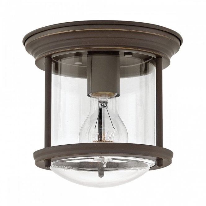 HADRIAN Flush Mount Clear Glass Oil Rubbed Bronze For Bathrooms IP44 Rated