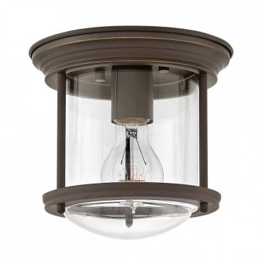 flush ceiling light with clear glass and oil rubbed bronze frame