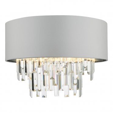 4 light ceiling flush with grey shade and crystal
