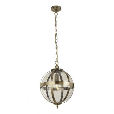 antique brass large glass pendant 