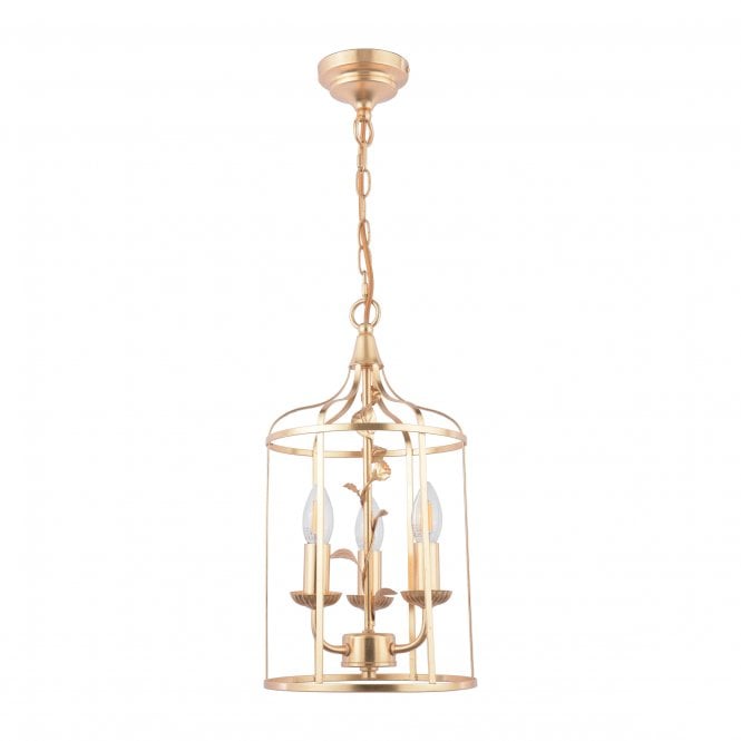 Halton 3 Light Pendant Distressed Gold Leaf Finish