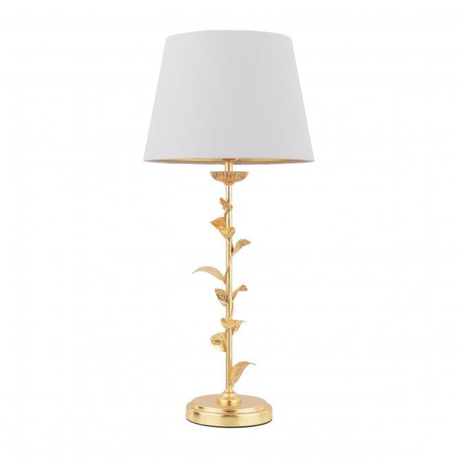 Halton Table Lamp Distressed Gold Leaf Finish with Cream Shade