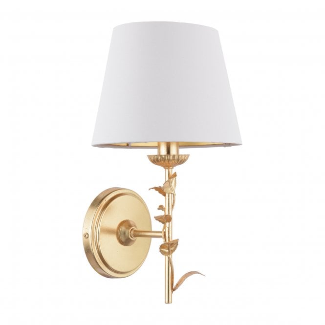 Halton Wall Light Distressed Gold Leaf Finish with Cream Shade