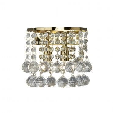 2 LIGHT CRYSTAL BALL WALL LIGHT GOLD