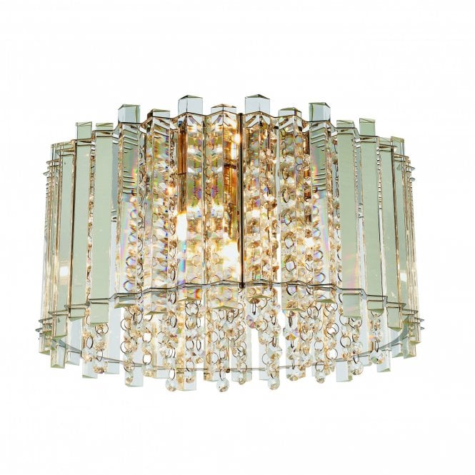 HANNA 4 Light Flush Ceiling Fitting 28W Clear Crystal (K5) Glass & Chrome Finish