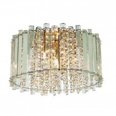 HANNA 4 Light Flush Ceiling Fitting 28W Clear Crystal (K5) Glass & Chrome Finish