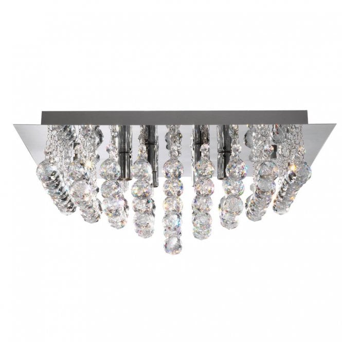 HANNA 6lt Mirrored Flush Fitting with Chrome & Crystals