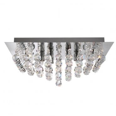 6lt Mirrored Flush Fitting with Chrome & Crystals