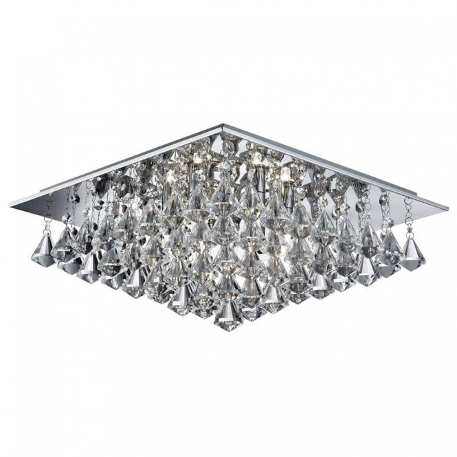 HANNA 6Lt Square Flush Crystal Light Fitting