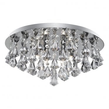 8LT CHROME CRYSTAL FLUSH LIGHT FITTING