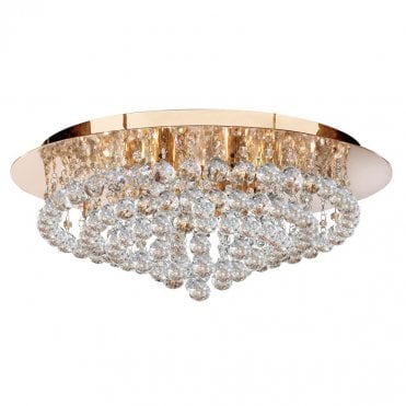 8LT GOLD FLUSH CRYSTAL CEILING