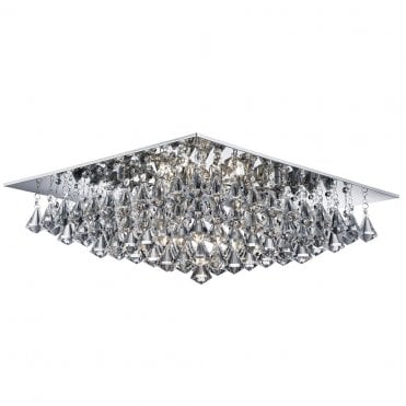 CHROME AND CRYSTAL 8LT SQUARE FLUSH FITTING