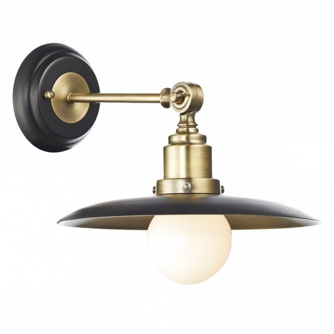 HANNOVER Retro Single Wall Light In Black & Antique Brass