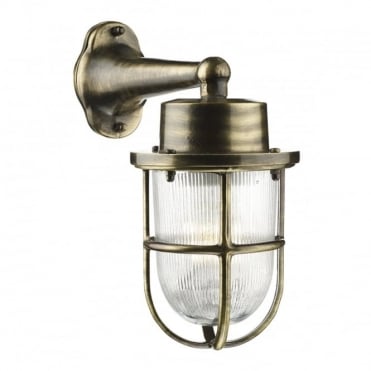 Exterior 1 Light Down Wall Light Antique Brass Ip64