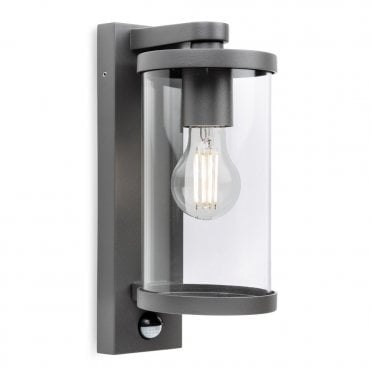 graphite wall light with tube shade