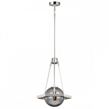 smoked glass ceiling pendant in polished nickel