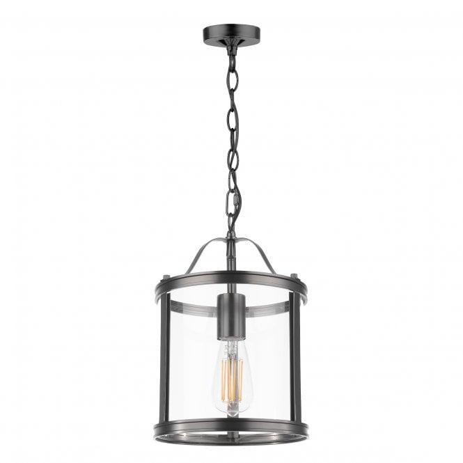Harrington Ceiling Pendant in Matt Black & Glass