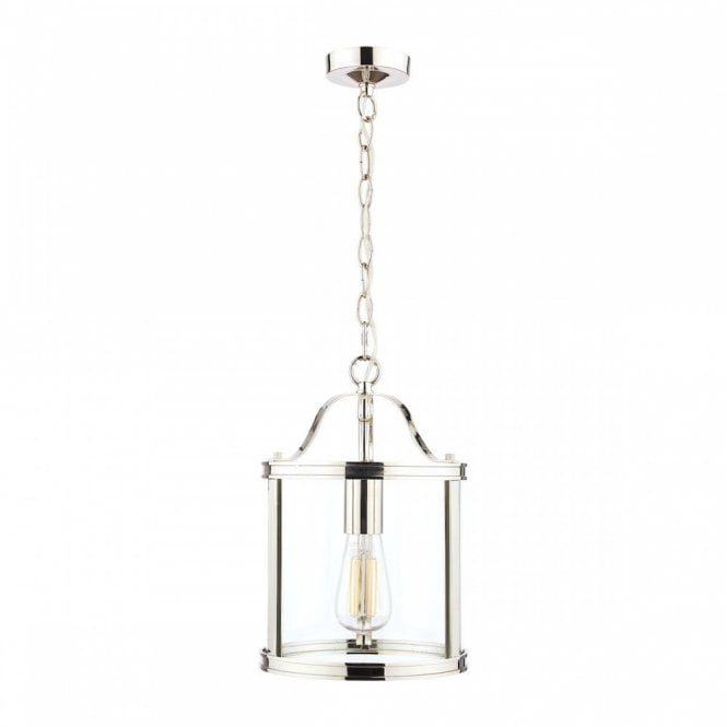 Harrington Ceiling Pendant in Polished Nickel & Glass