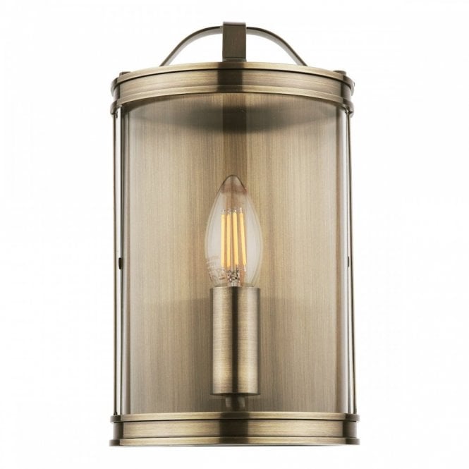 Harrington Wall Light in Antique Brass & Glass