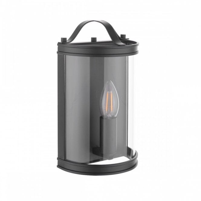 Harrington Wall Light in Matt Black & Glass